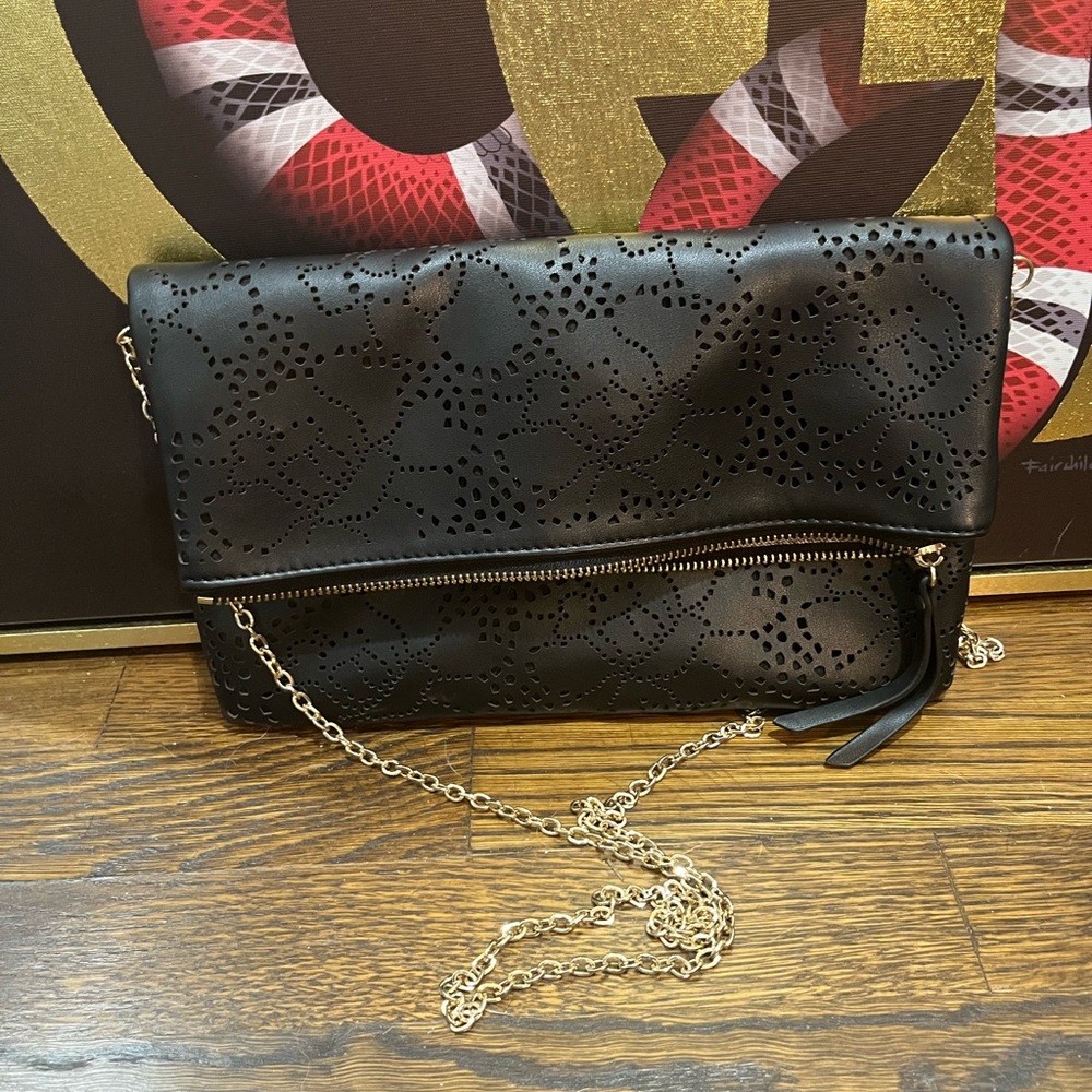 Urban Expressions Laser-Cut Black Crossbody/clutch
